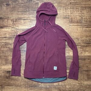 Outdoor Research Trail Mix Hoodie Jacket Womens XS Micro Grid Fleece Burgundy
